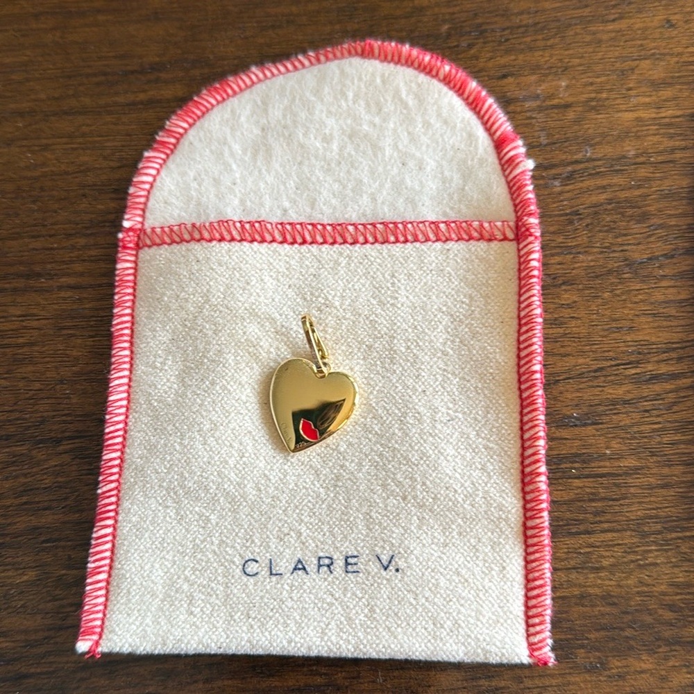 Clare V. Shiny 14k gold over brass heart charm pendant